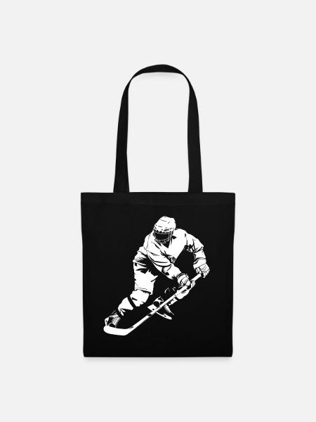 Eishockeyspieler Zeichnung - Stoffbeutel - Schwarz