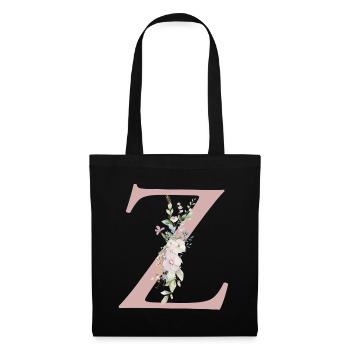 Z Monogram, Floral, Personalizable - Tote Bag - black - Front