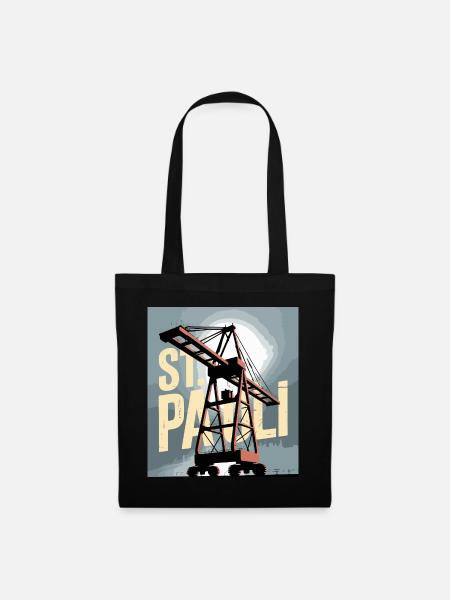 St. Pauli Hamburg Hafen Hafenkran Nostalgie - Stoffbeutel - Schwarz