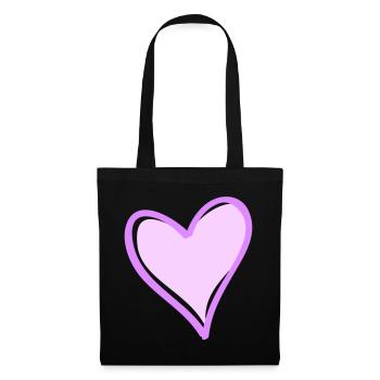 Cœur violet avec contour noir - Sac en tissu - noir - Devant