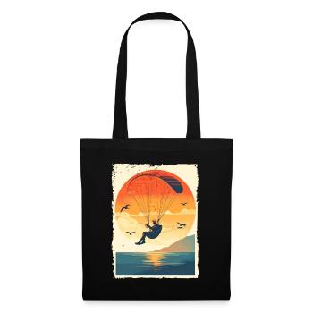 Evening atmosphere with paraglider over water - Tote Bag - black - Front