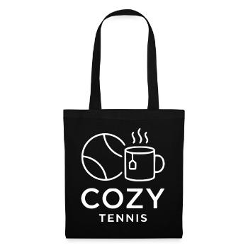 Cozy Tennis Club, stylisches Tennis Fan Tasche - Stoffbeutel - Schwarz - Vorne