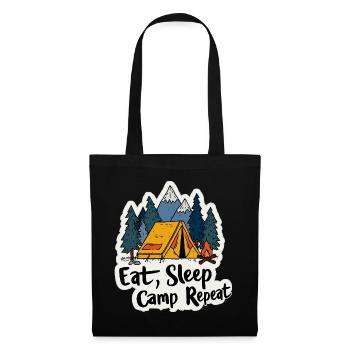 Camping Spruch Eat Sleep Camp Repeat Camper Outdoo - Tote Bag - black - Front