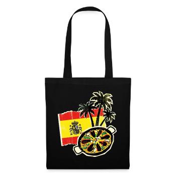 Spanien Paella Palmen - Stoffbeutel - Schwarz - Vorne