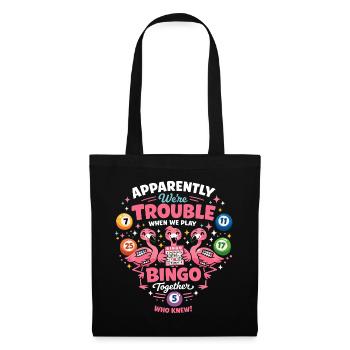 Bingo Flamingos : Drôle de design féminin - Sac en tissu - noir - Devant