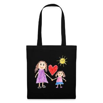 Mom and Daughter - Child's Heart Drawing - Tote Bag - black - Front