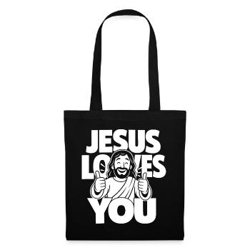 Dessin animé chrétien Jésus t’aime - Sac en tissu - noir - Devant