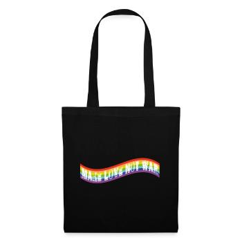 make love not war | Rainbow flag - Stoffbeutel - Schwarz - Vorne