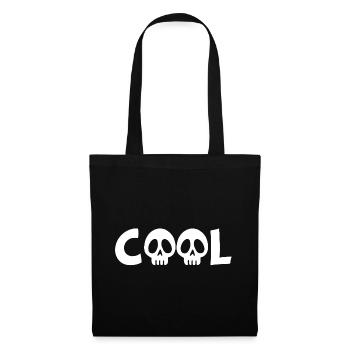 Totenkopf und cool (weiß) - Stoffbeutel - Schwarz - Vorne