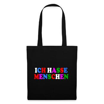 Ich hasse menschen - Stoffbeutel - Schwarz - Vorne