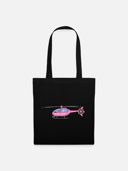 Police helicopter in pink - Tote Bag - black