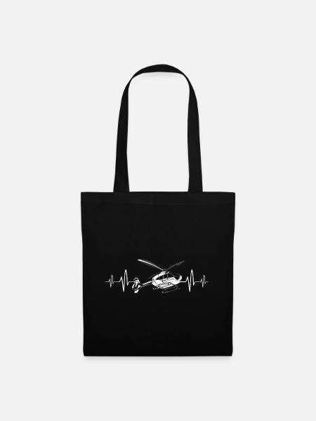 Herzschlag Helikopter Pilot Design für Fans - Stoffbeutel - Schwarz