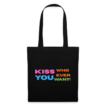 Pride / CSD / LGBTQ+ Design "Kiss" - Stoffbeutel - Schwarz - Vorne