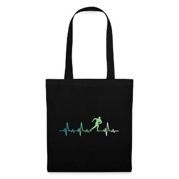 Rugby battement de coeur cadeau joueur de rugby - Sac en tissu - noir - Devant