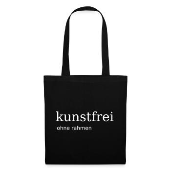 kunstfrei ohne rahmen – minimalistische Typografie - Stoffbeutel - Schwarz - Vorne