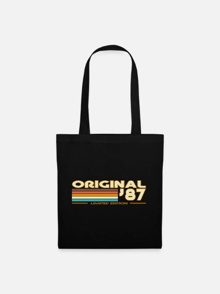 Originale 87er Retrowave-Streifen - Stoffbeutel - Schwarz