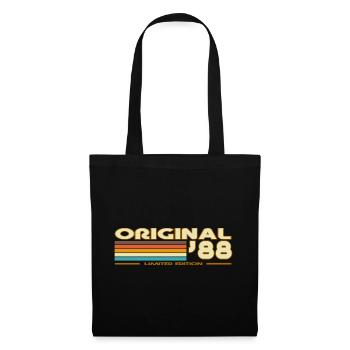 Originale 88er Retro-Streifen - Stoffbeutel - Schwarz - Vorne