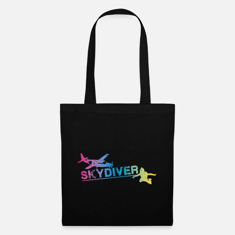 Skydiver Plane Fun Jump Bunt Fallschirmspringer - Stoffbeutel - Schwarz