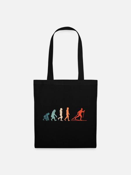 EVOLUTION Langlauf Ski Skifahrer Retro Vintage - Stoffbeutel - Schwarz