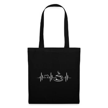 kaffee symbol heartbeat puls ekg coffee cafe herz - Stoffbeutel - Schwarz - Vorne