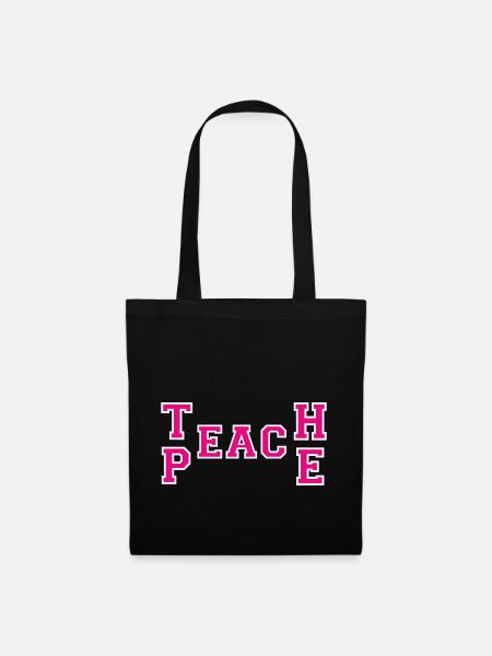 teach peace - Stoffbeutel - Schwarz