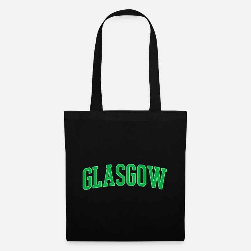 Glasgow College Stil Grüner Blockschrift - Stoffbeutel - Schwarz