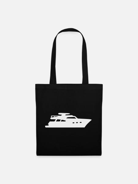 Yacht Silhouette Motorboot - Stoffbeutel - Schwarz