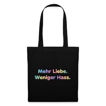 Mehr Liebe Shirt Sticker für Frauen und Männer - Stoffbeutel - Schwarz - Vorne