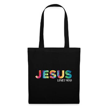 Jesus liebt dich - Stoffbeutel - Schwarz - Vorne