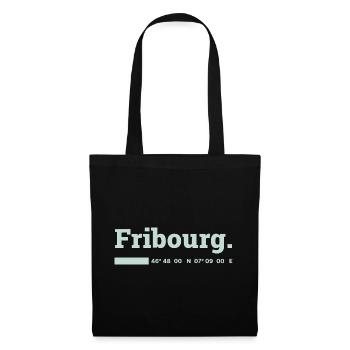 Fribourg Koordinaten - Stoffbeutel - Schwarz - Vorne