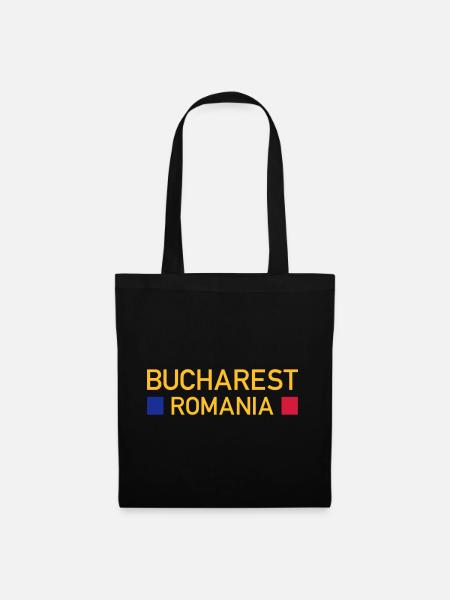 Bucharest, Romania (zwei Vierecke) - Stoffbeutel - Schwarz