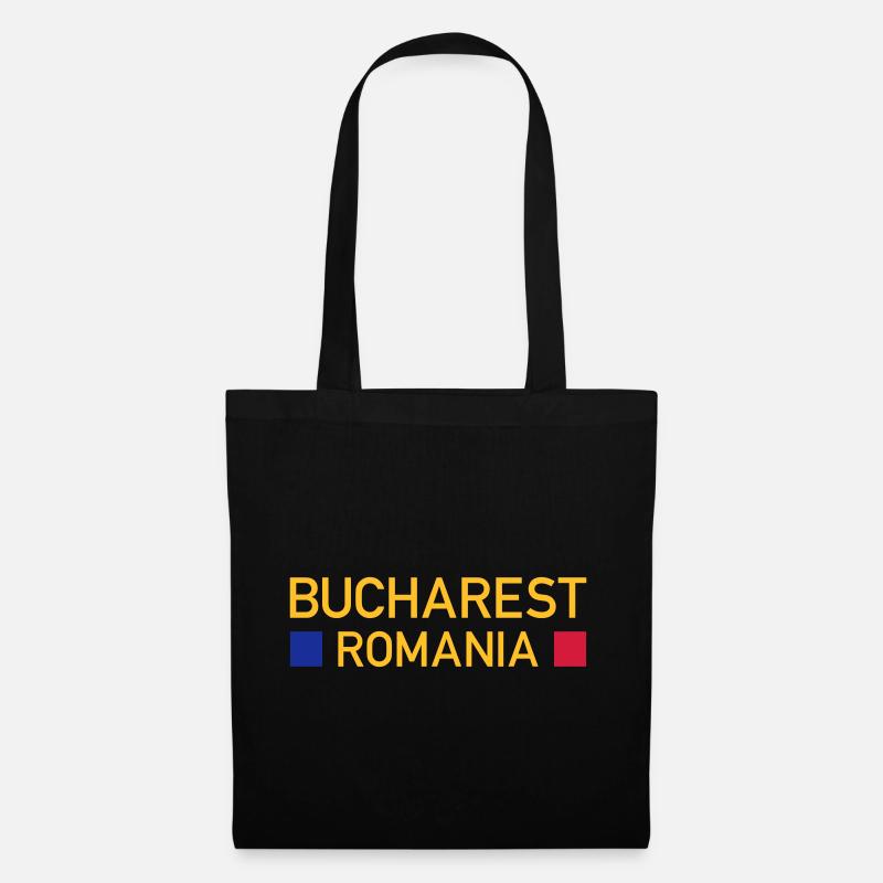 Bucharest, Romania (zwei Vierecke) - Stoffbeutel - Schwarz