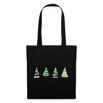 Sapin de Noël enneigé - Sac en tissu - noir - Devant