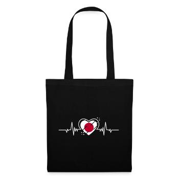 Heartbeat Japan Heart - Cœur Japon avec pouls - Sac en tissu - noir - Devant