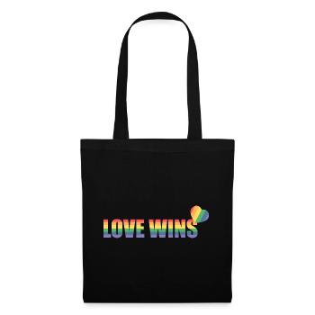 Coeur arc-en-ciel coloré avec message d’amour - Sac en tissu - noir - Devant