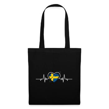 Sweden Heart Heartbeat Flag Gift - Tote Bag - black - Front