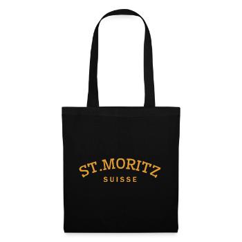 St. Moritz - Suisse - Schweiz - Swiss - Stoffbeutel - Schwarz - Vorne