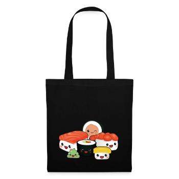 happy Sushi Family - Stoffbeutel - Schwarz - Vorne