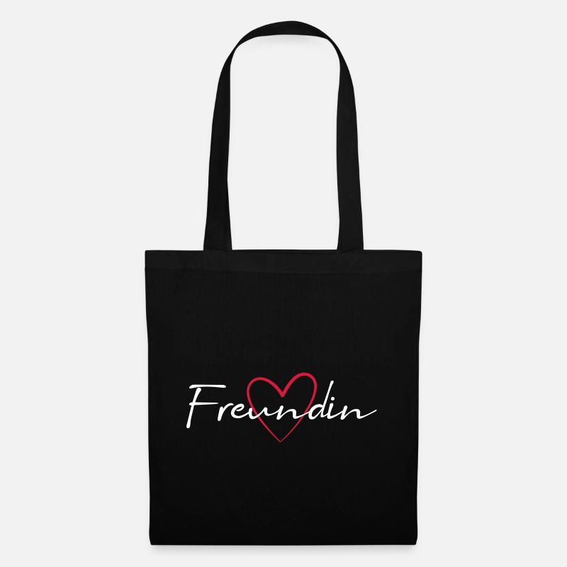 Freundin Herz Geschenk - Stoffbeutel - Schwarz