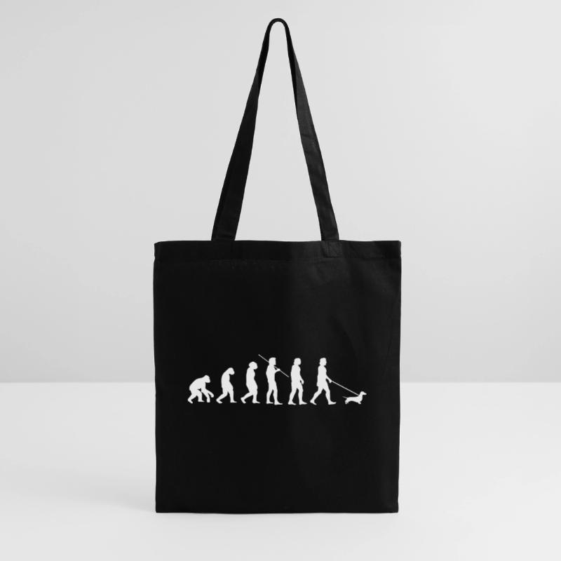 Dackel Evolution Teckel Dachshund Geschenkidee Stoffbeutel