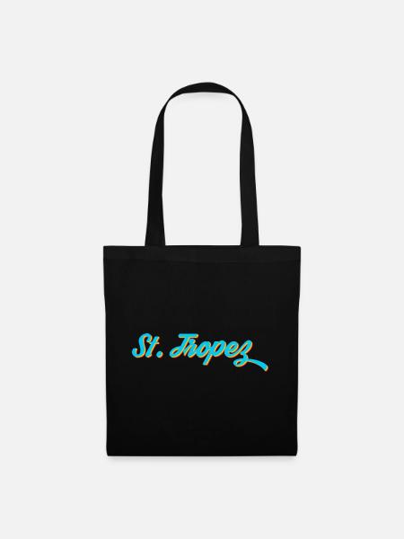 St. Tropez Neon Kalligrafie - Stoffbeutel - Schwarz