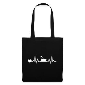 Cygne de ligne ECG Heartbeat - Sac en tissu - noir - Devant