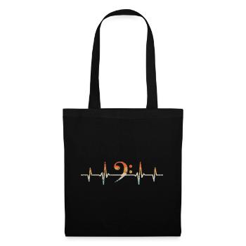 Bass Clef Heartbeat Bass Bassist - Tote Bag - black - Front