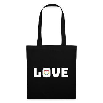 Love Heart Rainbow white - Stoffbeutel - Schwarz - Vorne