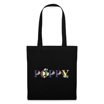Poppy Name Art With Flowers Embroidered - Tote Bag - black - Front
