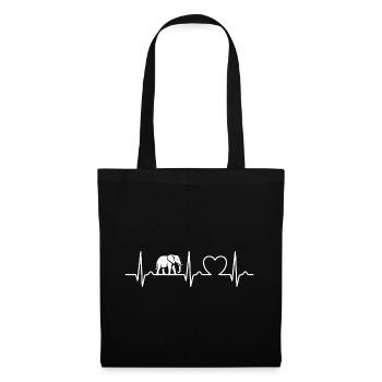Elephant ECG Curve - Heart Curve - Pulse - Tote Bag - black - Front