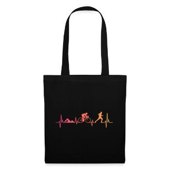 Triathlon Sunset Heartbeat Triathlet - Stoffbeutel - Schwarz - Vorne