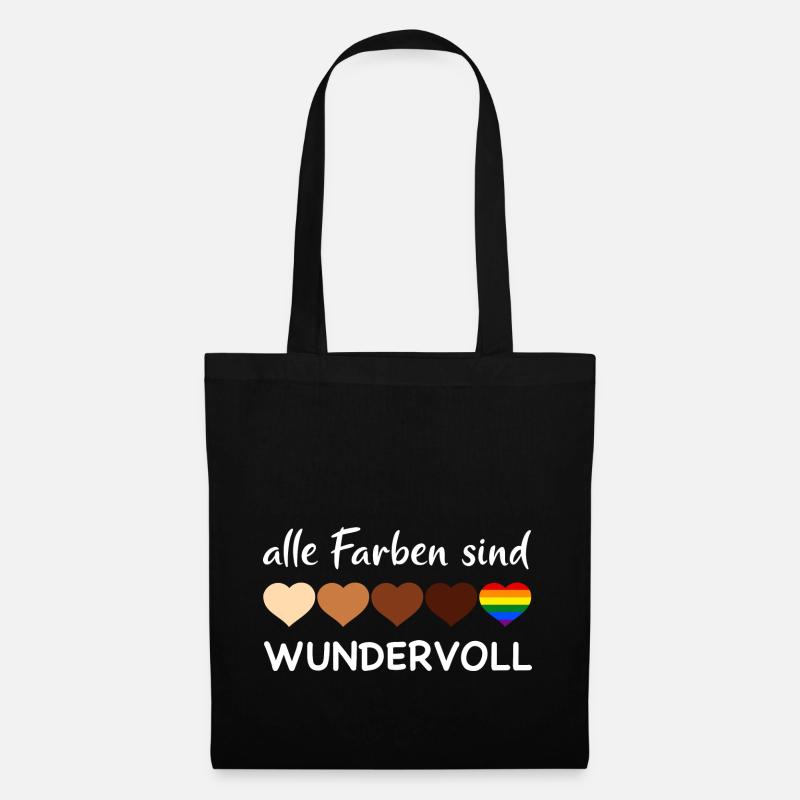 alle Farben sind wunderschön - Herzen - Stoffbeutel - Schwarz