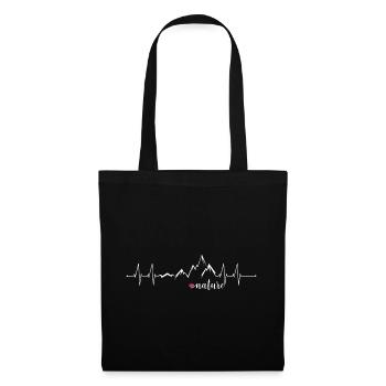 Love Nature Mountains Heart Rate ECG - Conception graphique - Sac en tissu - noir - Devant