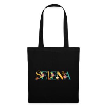 SELENA Name Art With Flowers Embroidered - Tote Bag - black - Front